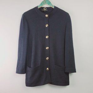 St. John Basics Lg Gold Button Front Cardigan Med